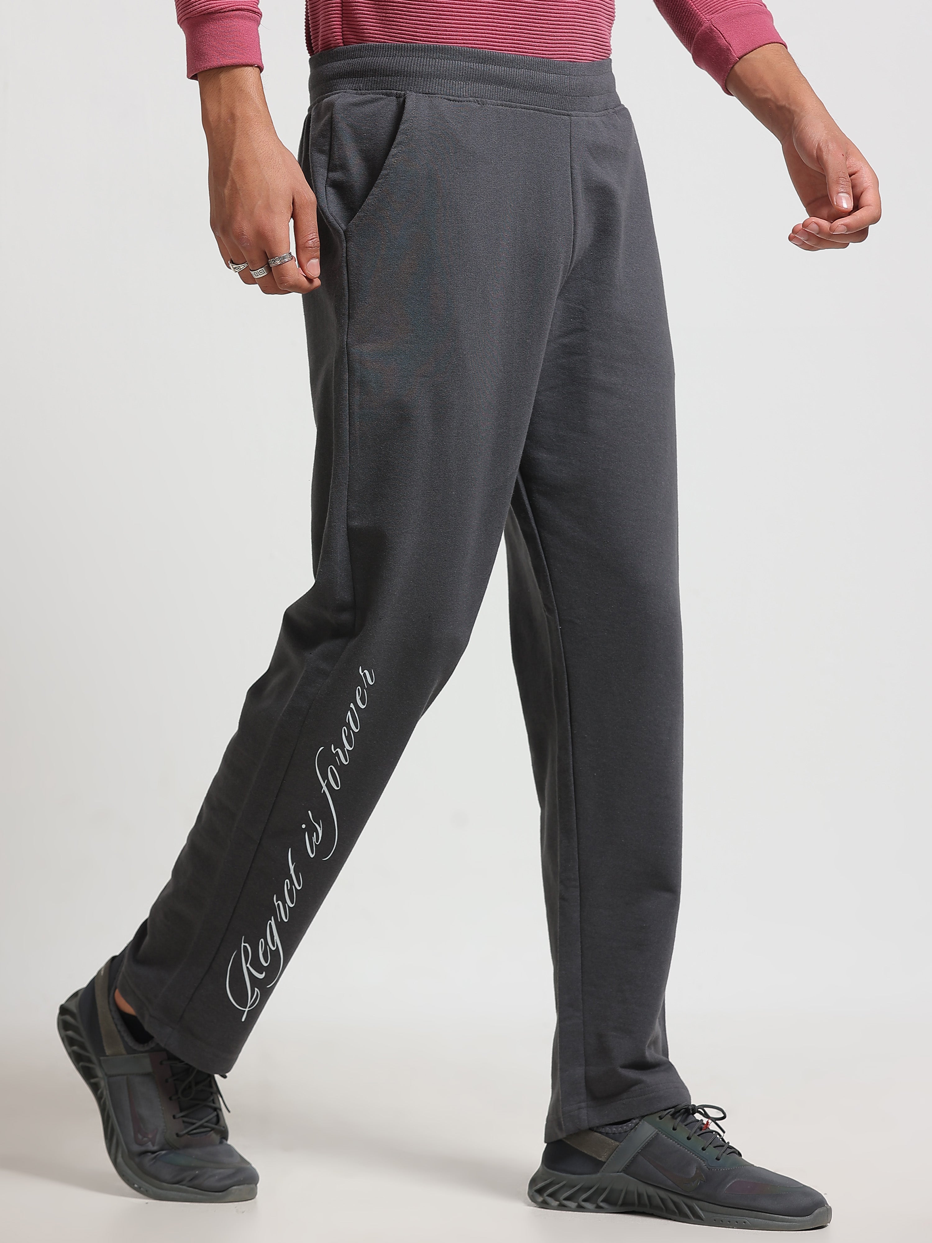 ARDEUR ZEAL IN YOU Men's Regular Fit Cotton Blend Track Pant - Steel Grey