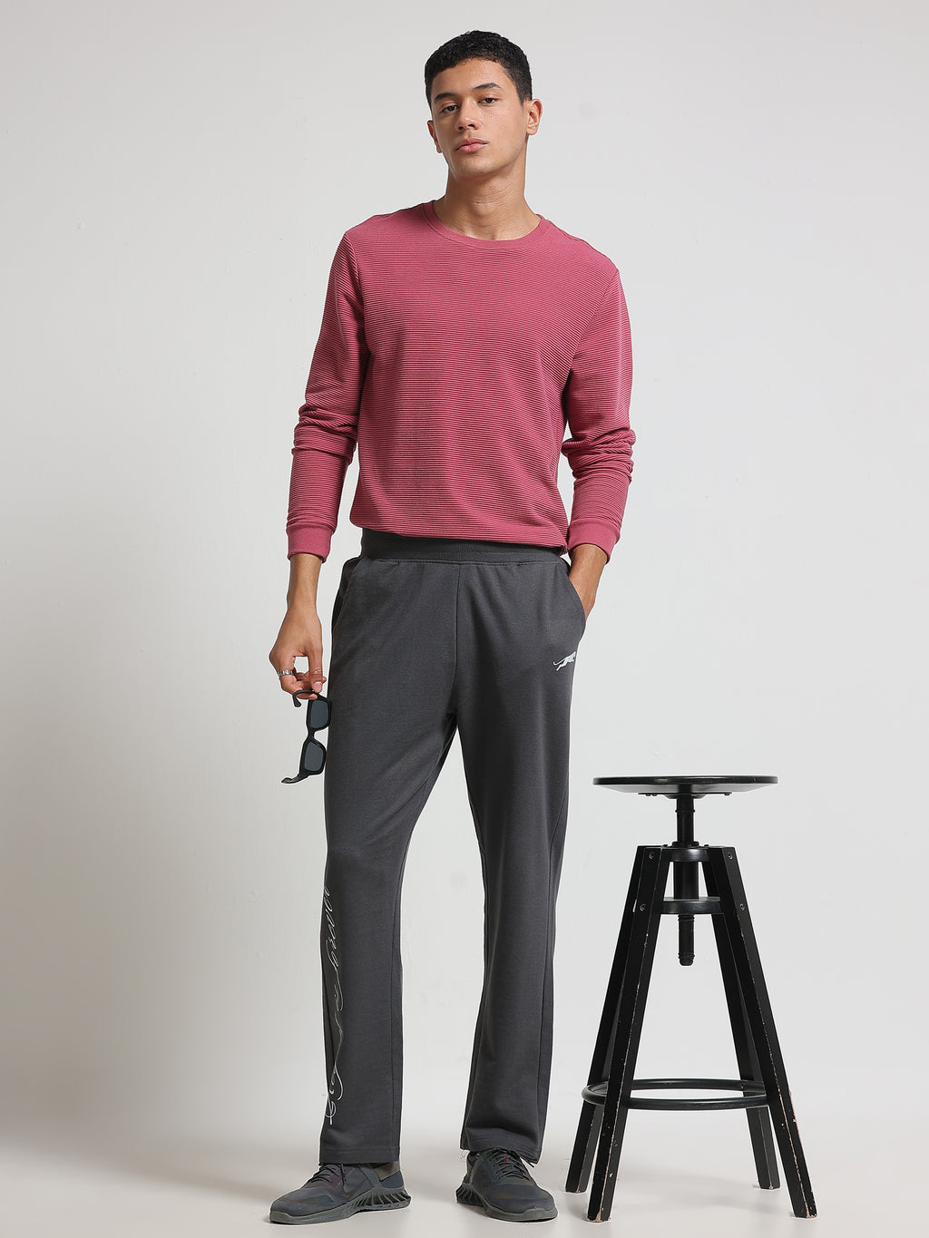 ARDEUR ZEAL IN YOU Men's Regular Fit Cotton Blend Track Pant - Steel Grey