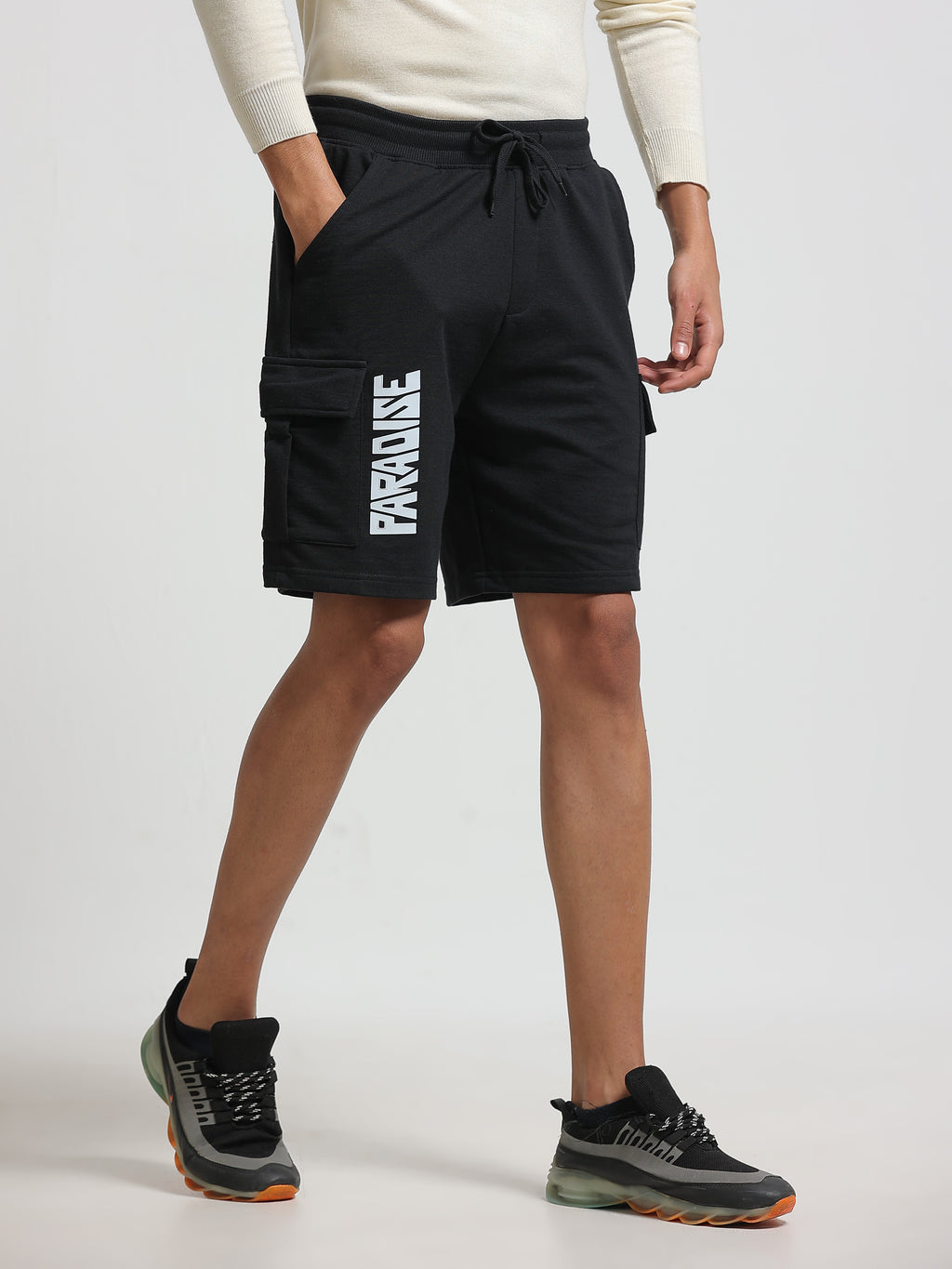 ARDEUR ZEAL IN YOU Men's Relaxed Fit Cotton Blend Cargo Shorts - Black