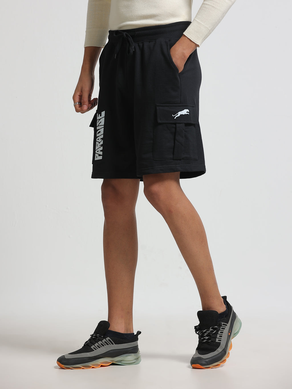 ARDEUR ZEAL IN YOU Men's Relaxed Fit Cotton Blend Cargo Shorts - Black