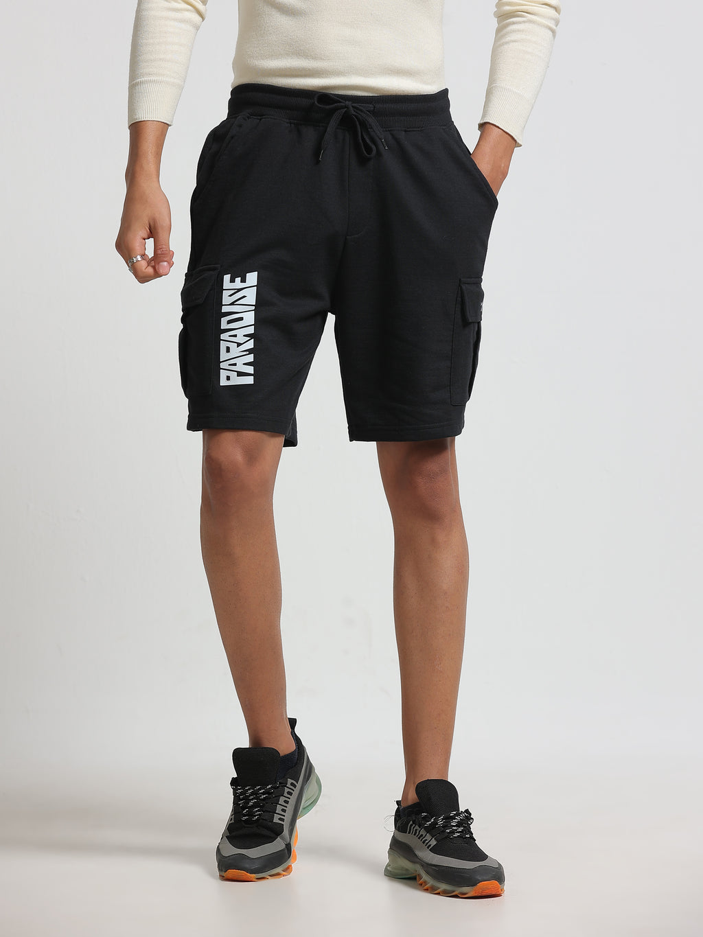 ARDEUR ZEAL IN YOU Men's Relaxed Fit Cotton Blend Cargo Shorts - Black