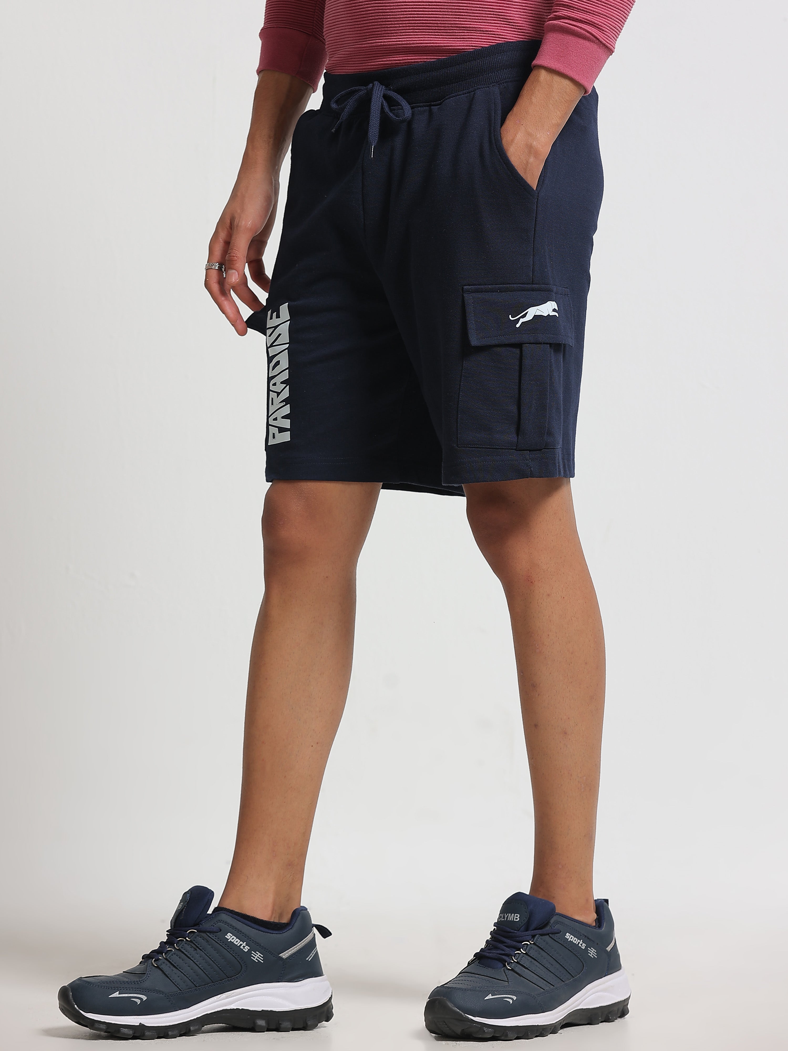 ARDEUR ZEAL IN YOU Men's Relaxed Fit Cotton Blend Cargo Shorts - Navy