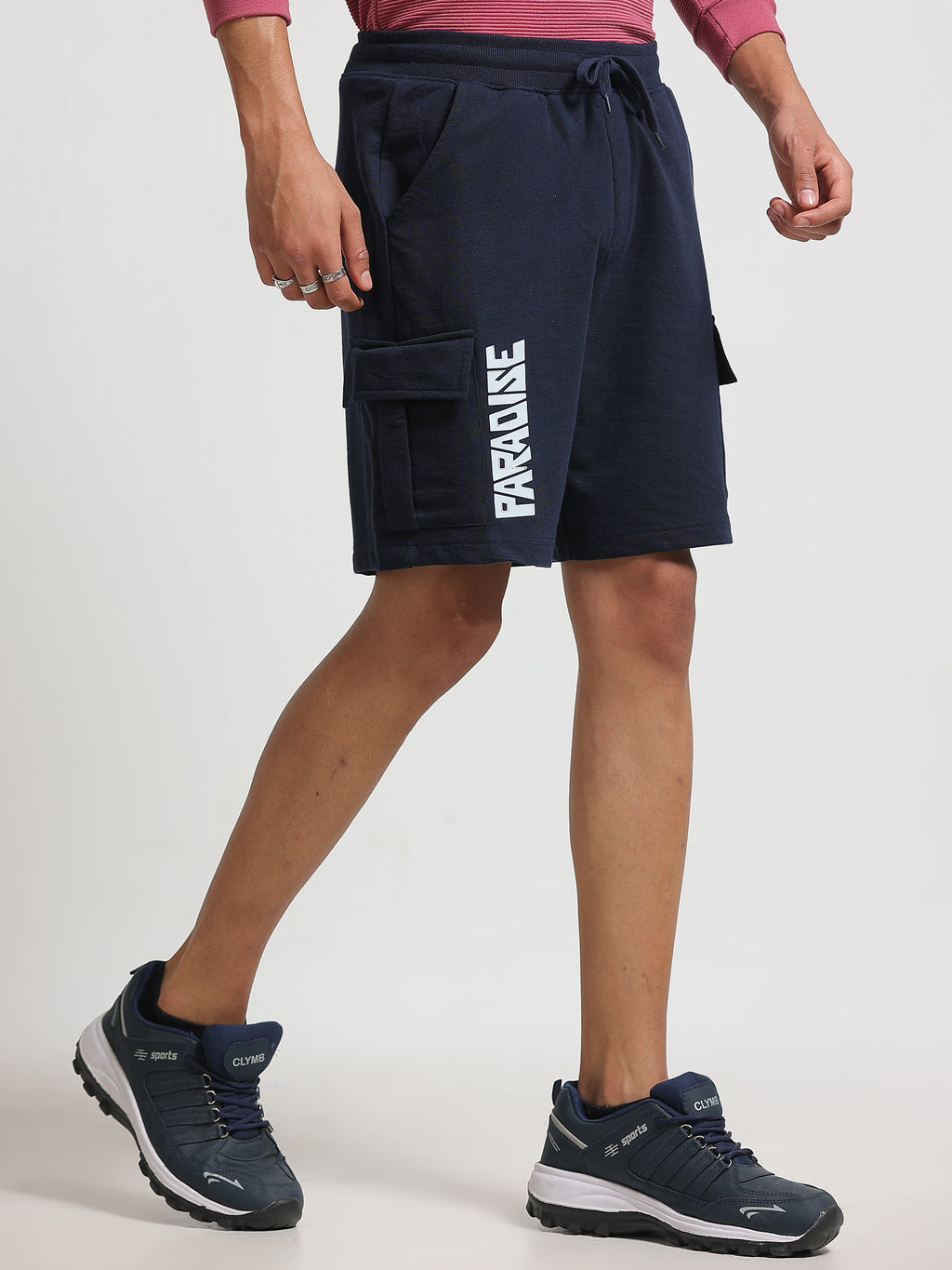 ARDEUR ZEAL IN YOU Men's Relaxed Fit Cotton Blend Cargo Shorts - Navy