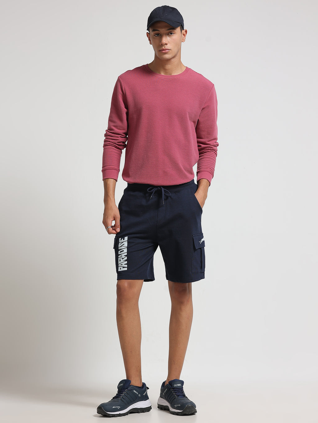 ARDEUR ZEAL IN YOU Men's Relaxed Fit Cotton Blend Cargo Shorts - Navy
