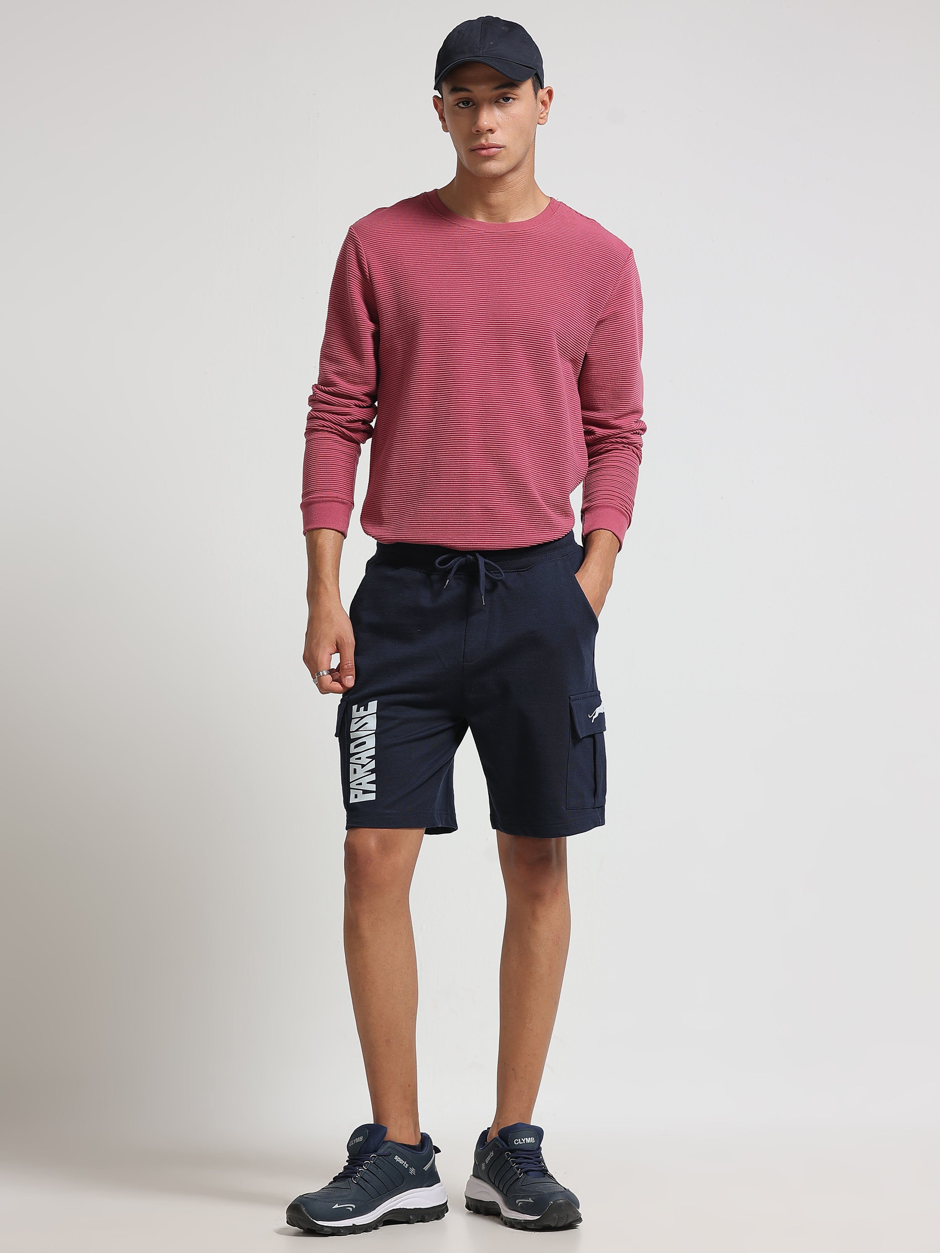 ARDEUR ZEAL IN YOU Men's Relaxed Fit Cotton Blend Cargo Shorts - Navy