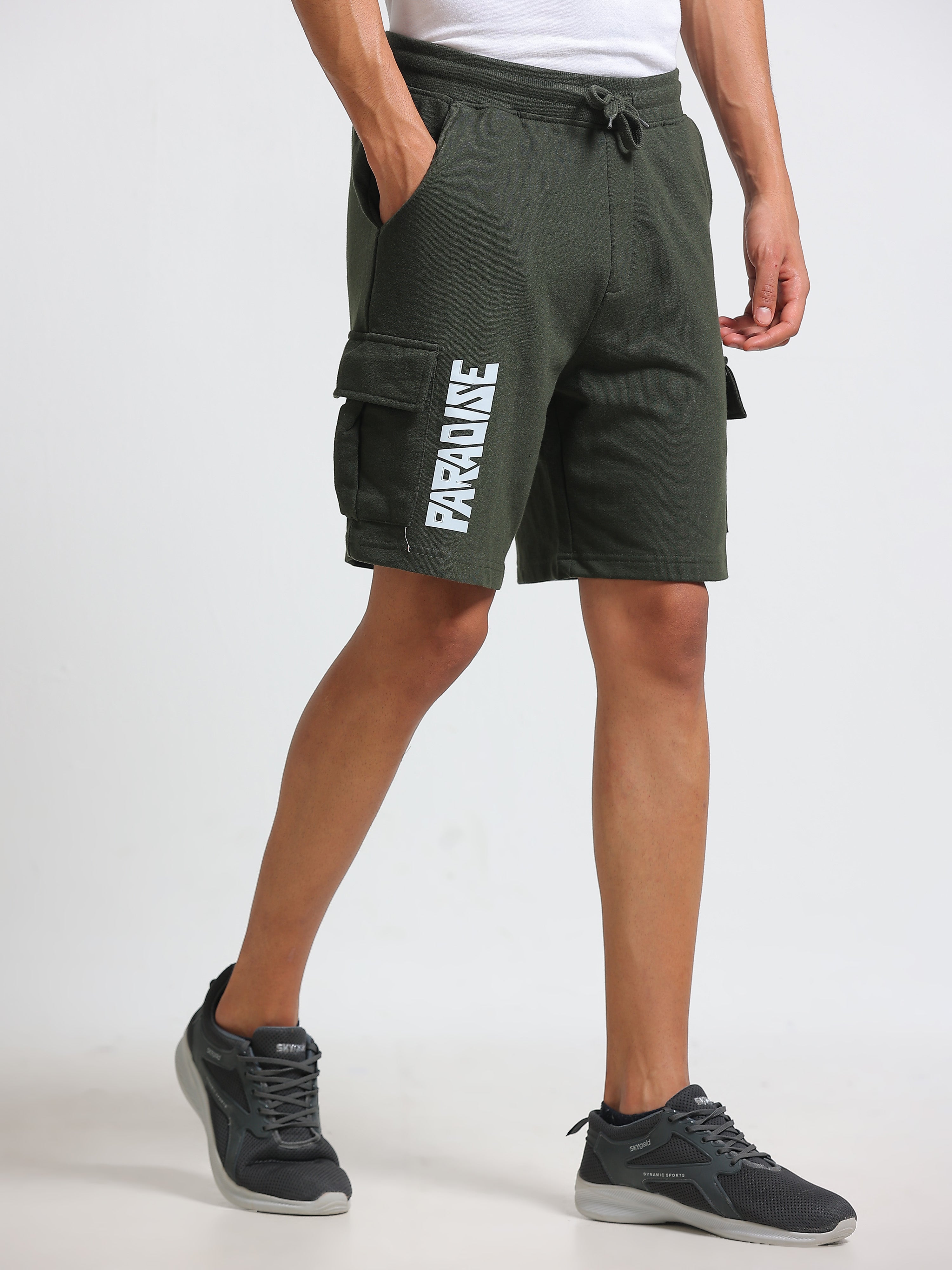 ARDEUR ZEAL IN YOU Men's Relaxed Fit Cotton Blend Cargo Shorts - Olive