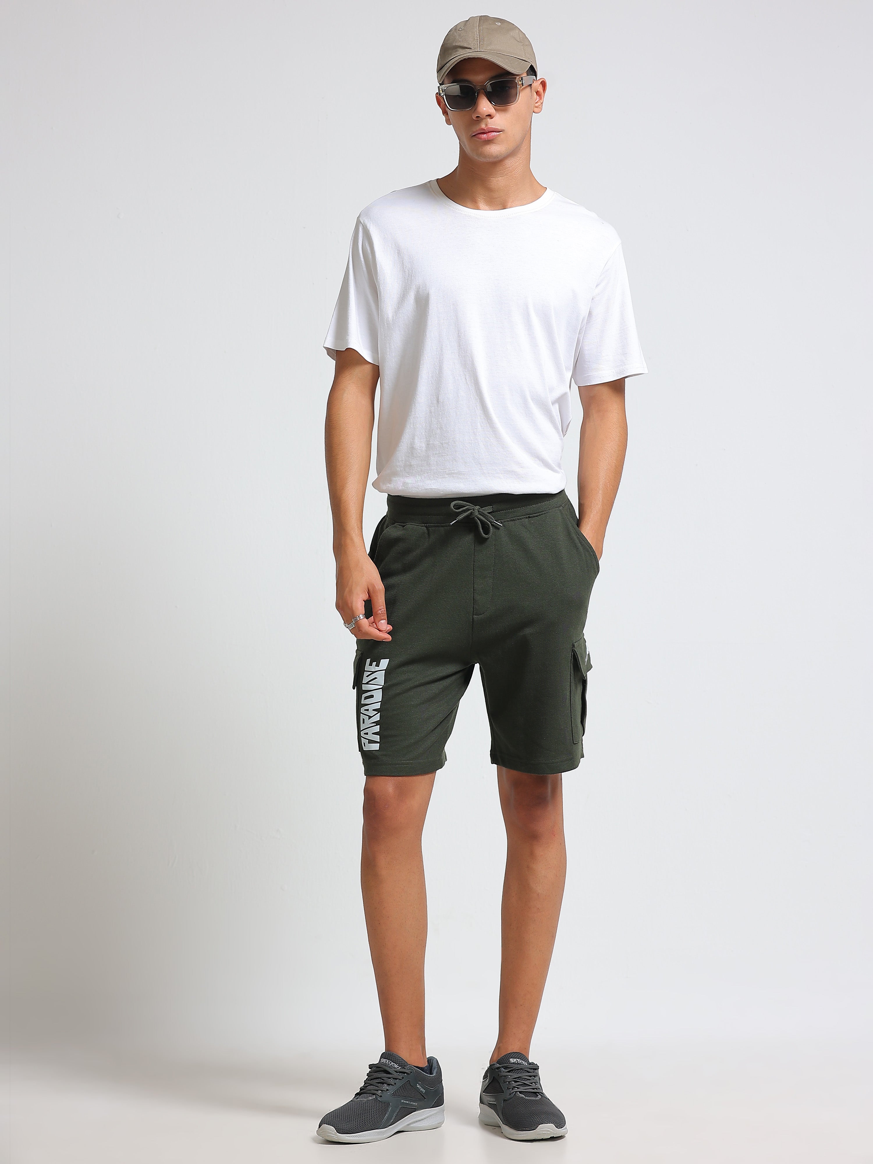 ARDEUR ZEAL IN YOU Men's Relaxed Fit Cotton Blend Cargo Shorts - Olive