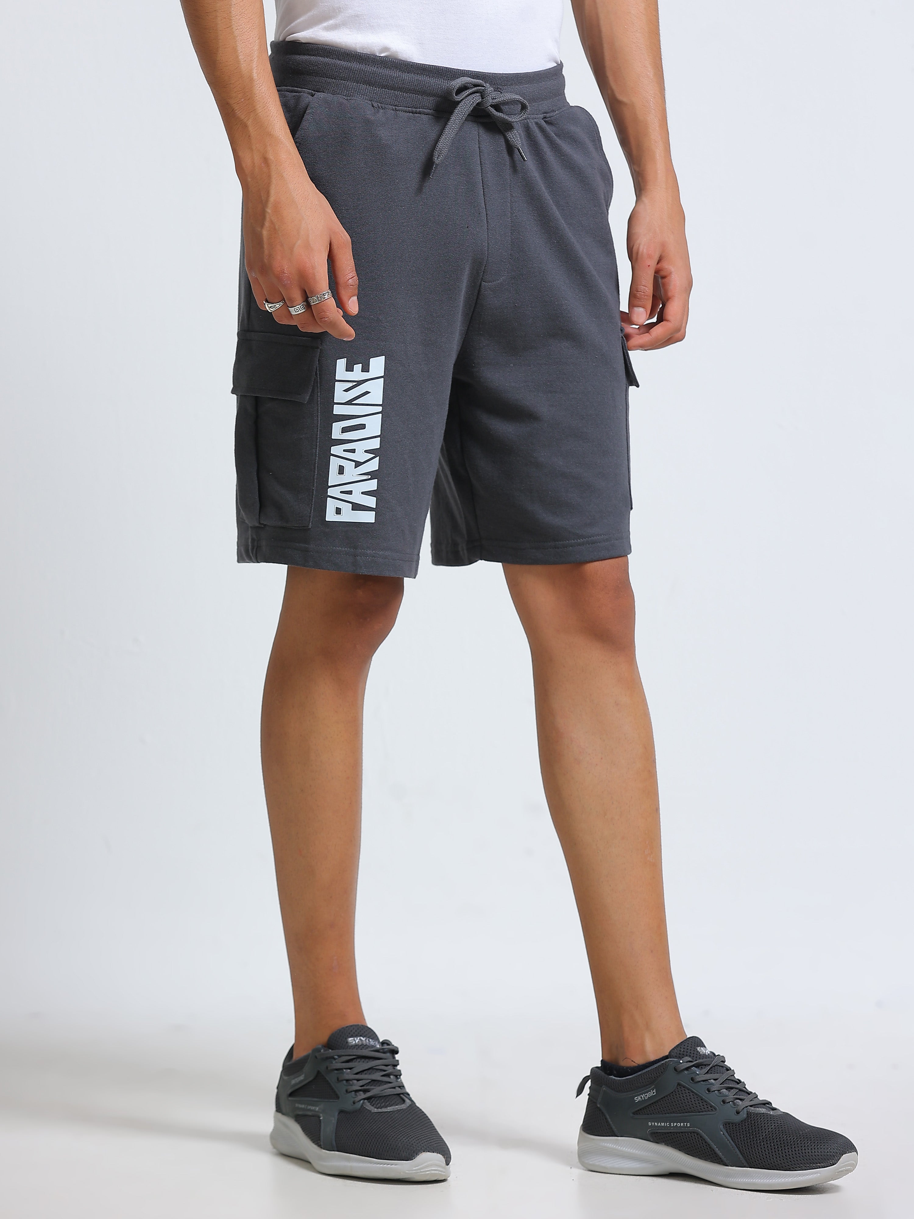 ARDEUR ZEAL IN YOU Men's Relaxed Fit Cotton Blend Cargo Shorts - Steel Grey