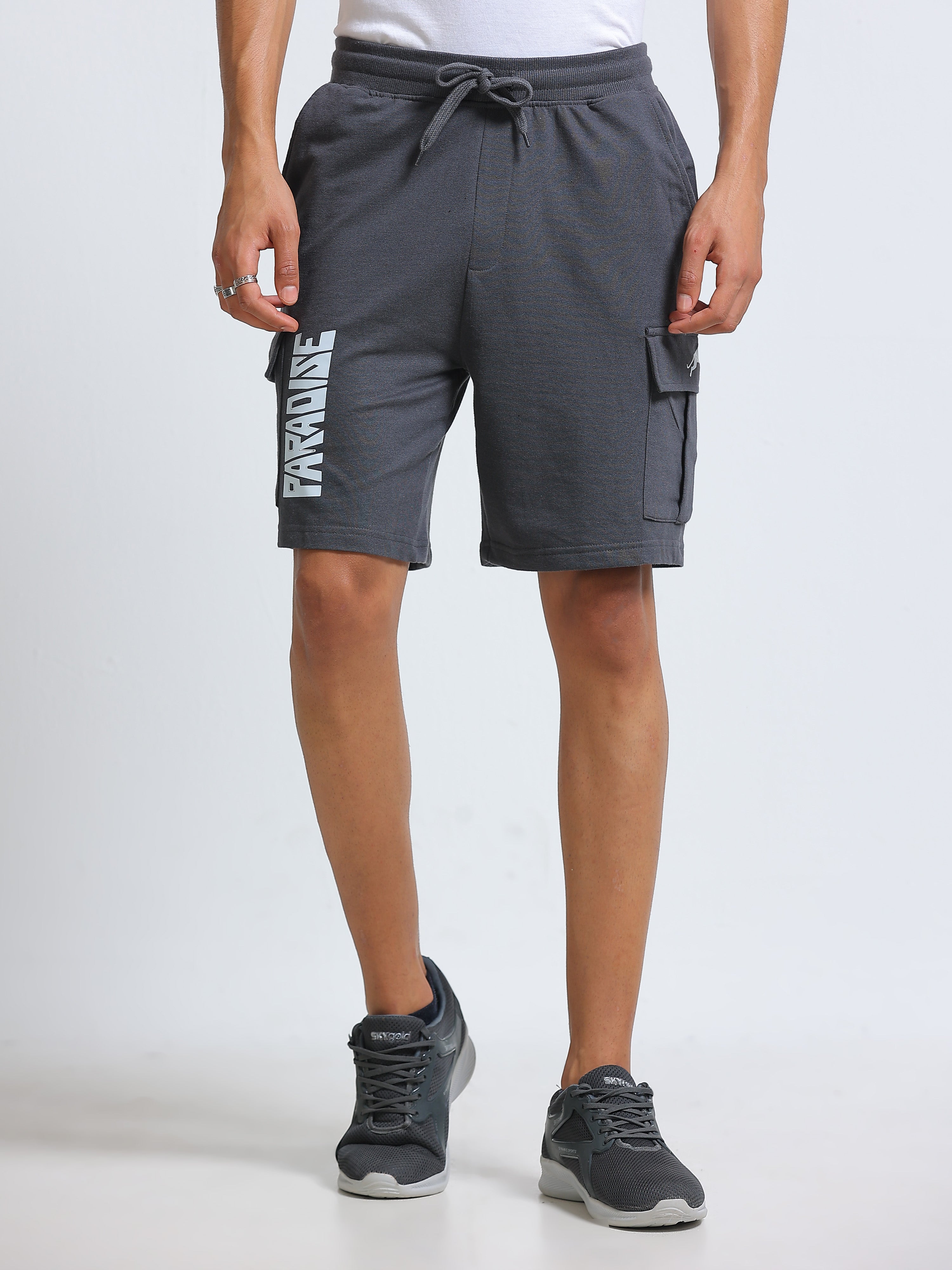 ARDEUR ZEAL IN YOU Men's Relaxed Fit Cotton Blend Cargo Shorts - Steel Grey