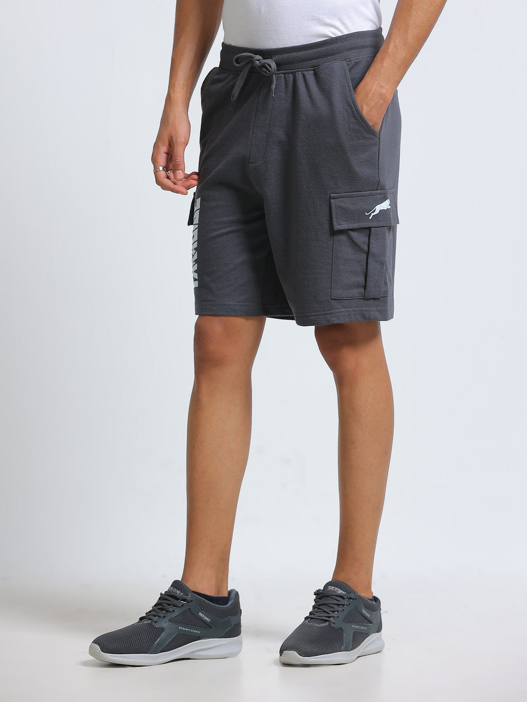 ARDEUR ZEAL IN YOU Men's Relaxed Fit Cotton Blend Cargo Shorts - Steel Grey