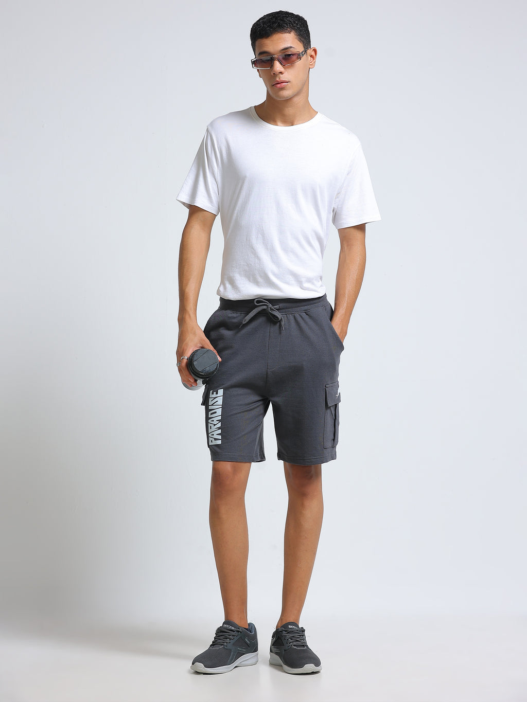 ARDEUR ZEAL IN YOU Men's Relaxed Fit Cotton Blend Cargo Shorts - Steel Grey