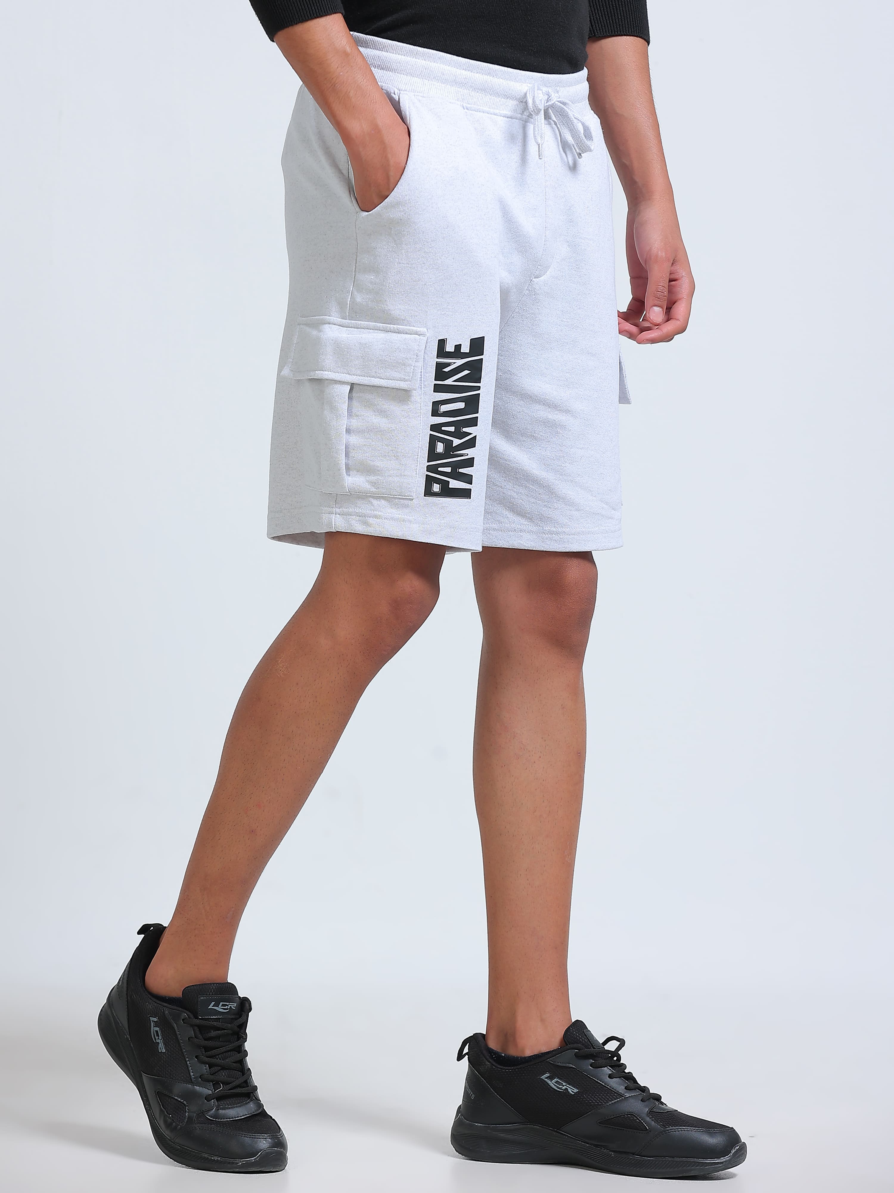 ARDEUR ZEAL IN YOU Men's Relaxed Fit Cotton Blend Cargo Shorts - White