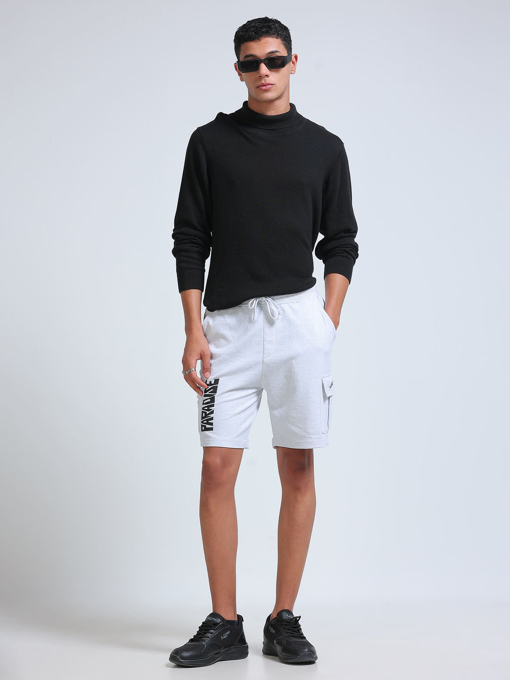 ARDEUR ZEAL IN YOU Men's Relaxed Fit Cotton Blend Cargo Shorts - White