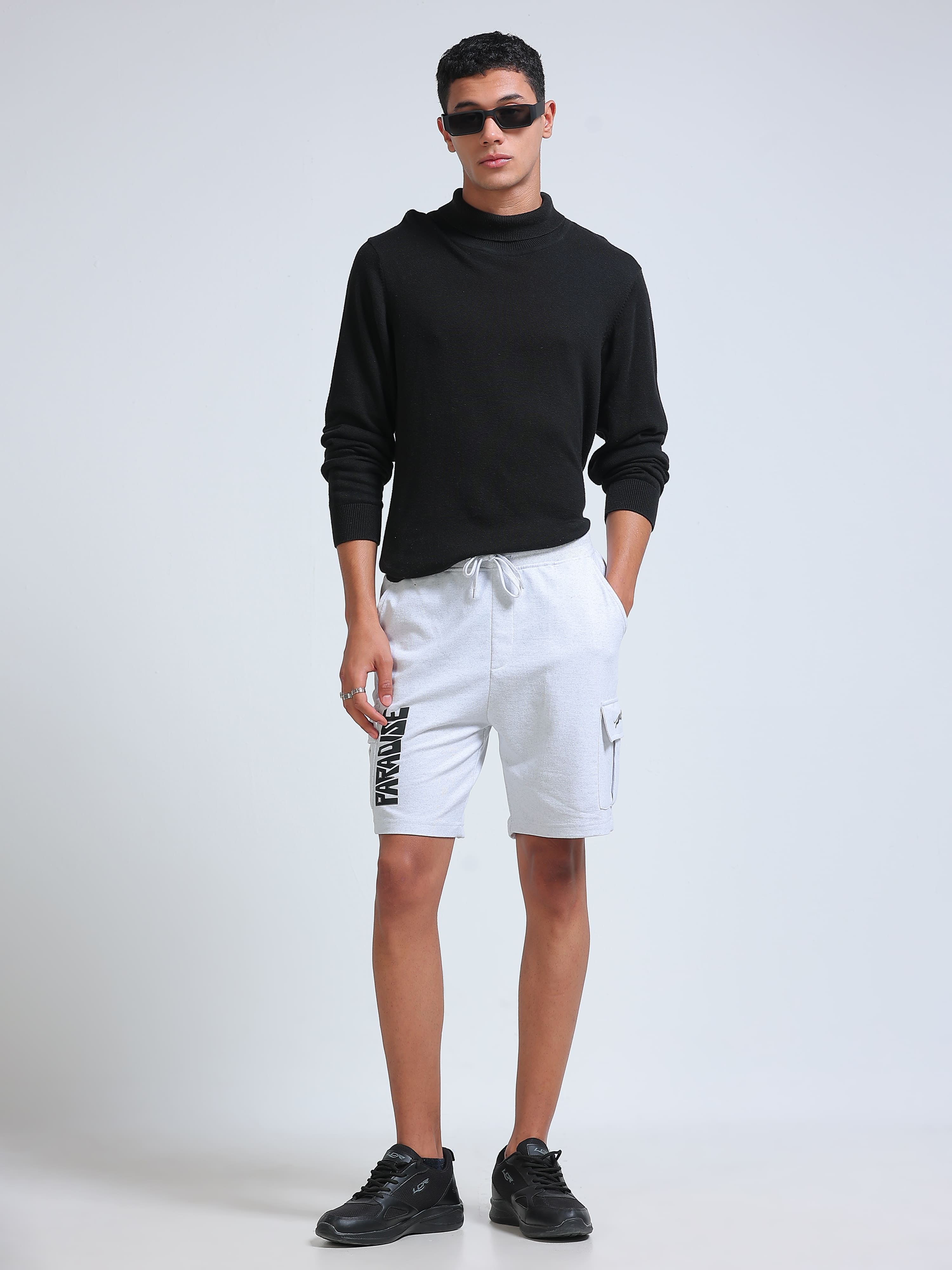 ARDEUR ZEAL IN YOU Men's Relaxed Fit Cotton Blend Cargo Shorts - White