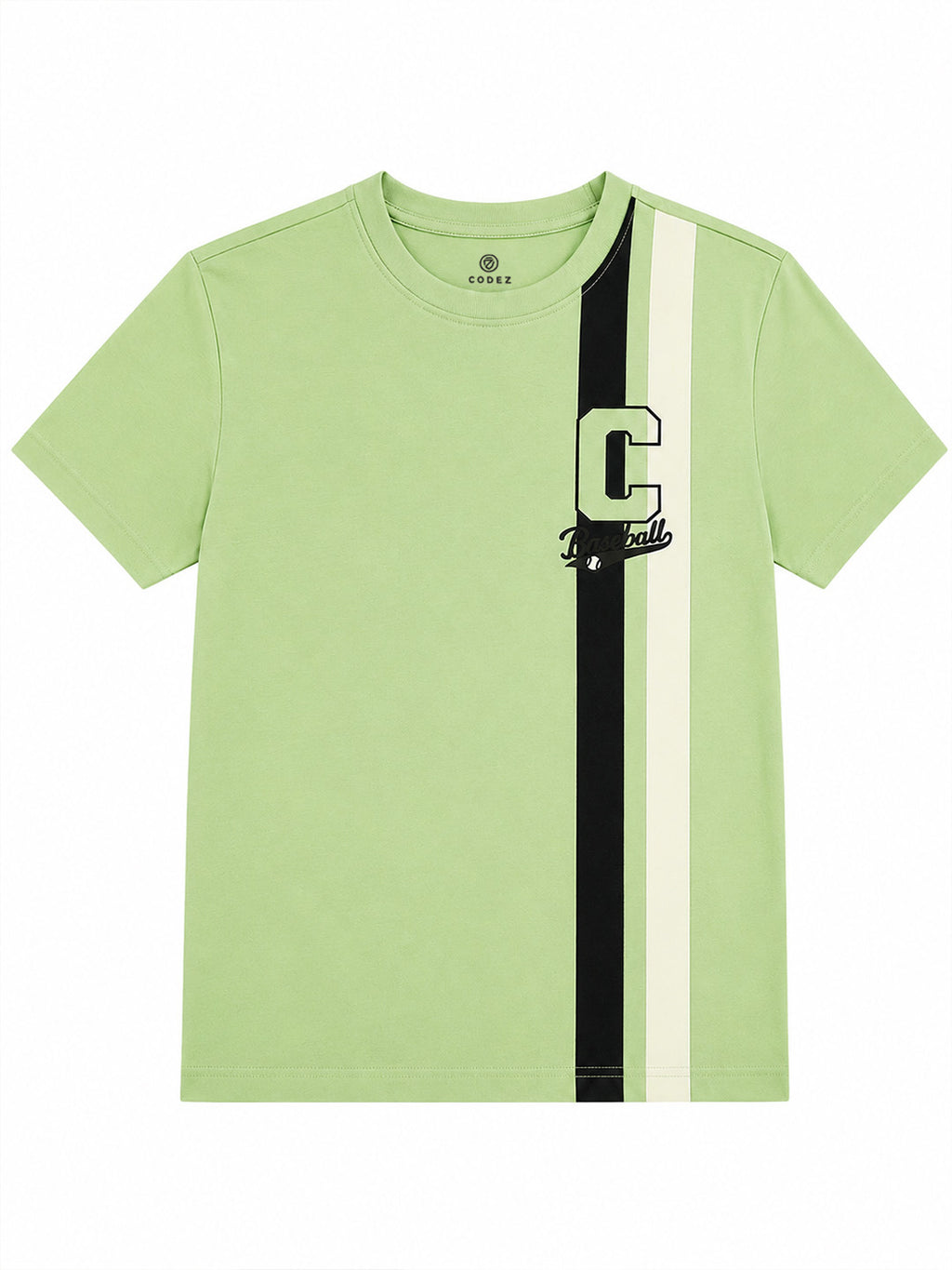CODEZ Boys Relaxed Fit 100% Cotton Varsity Striped T-Shirt - Green