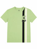 CODEZ Boys Relaxed Fit 100% Cotton Varsity Striped T-Shirt - Green