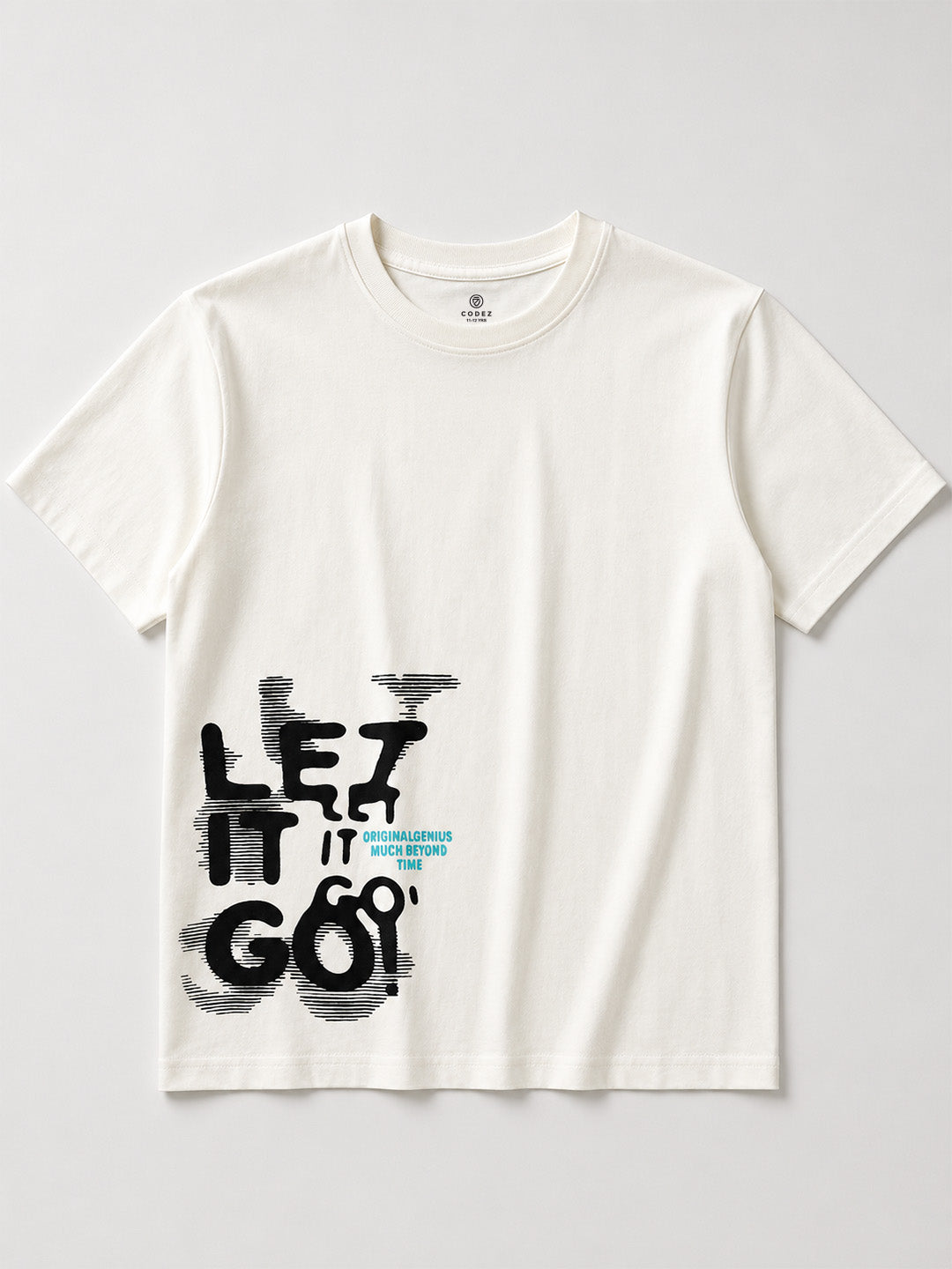CODEZ Boys Relaxed Fit 100% Cotton Printed T-Shirt - Off White