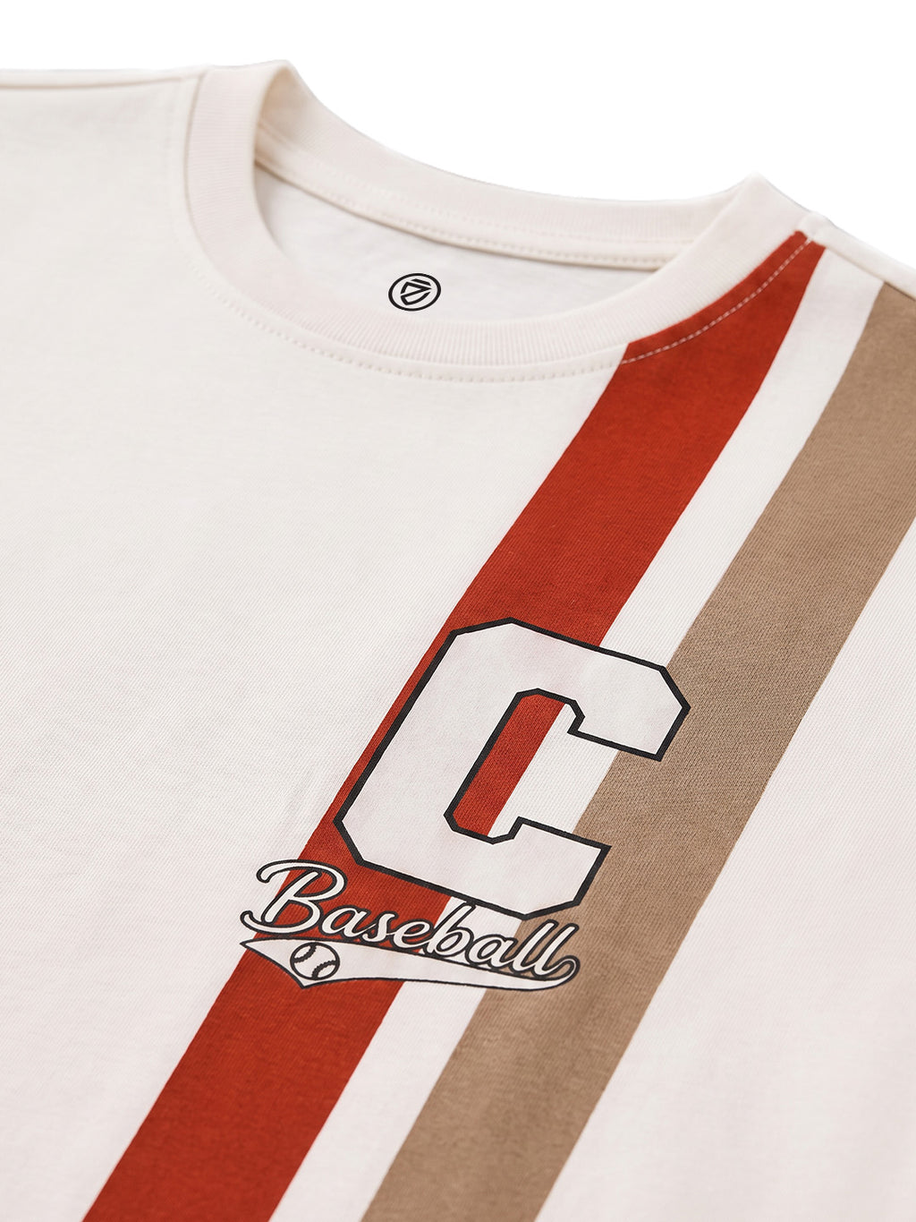 CODEZ Boys Relaxed Fit 100% Cotton Varsity Striped T-Shirt - Offwhite