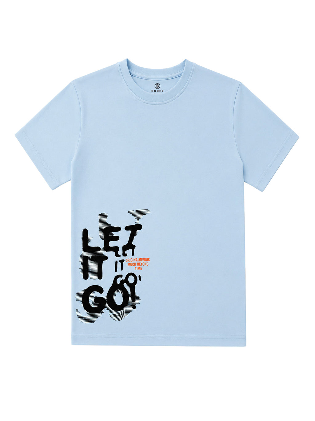 CODEZ Boys Relaxed Fit 100% Cotton Printed T-Shirt - Sky Blue