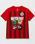 CODEZ Boys Red Relaxed Fit Match Day V Neck Graphic T-Shirt