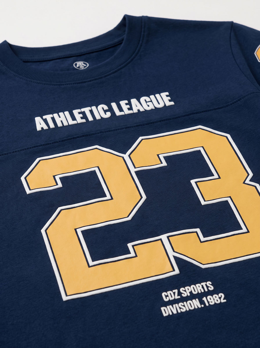 CODEZ Boys Navy Relaxed Fit Athletic League 23 Round Neck Graphic T-Shirt