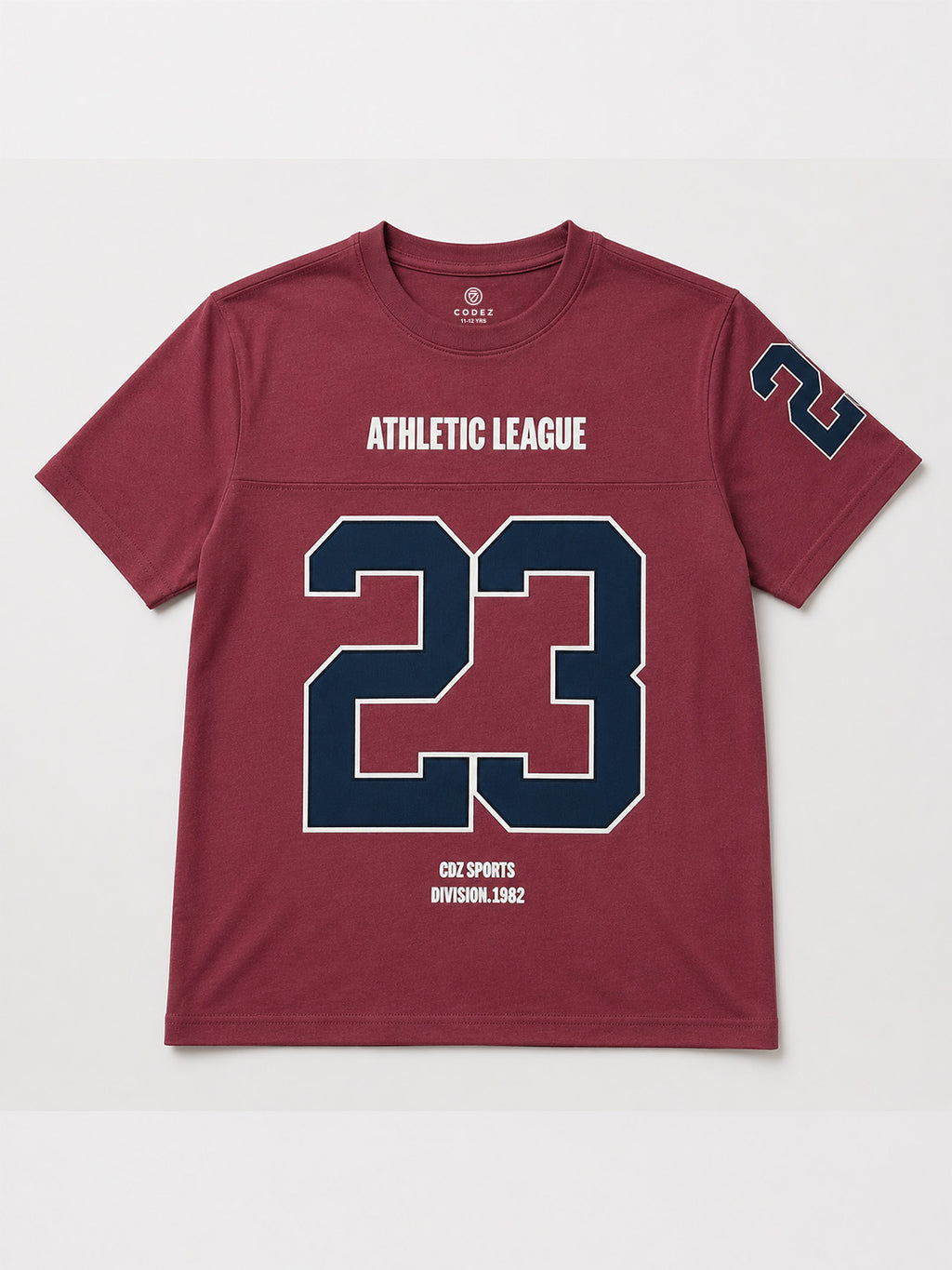CODEZ Boys Pink Relaxed Fit Athletic League 23 Round Neck Graphic T-Shirt