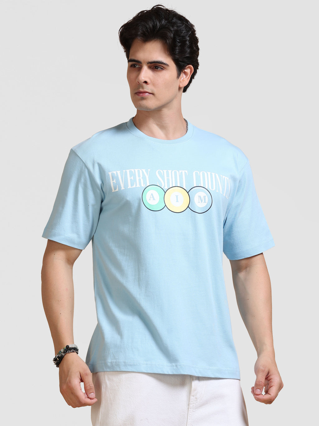 ARDEUR Men's Relaxed Fit 100% Cotton Graphic T-Shirt - Powder Blue