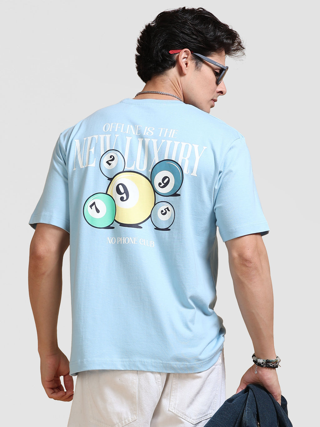 ARDEUR Men's Relaxed Fit 100% Cotton Graphic T-Shirt - Powder Blue