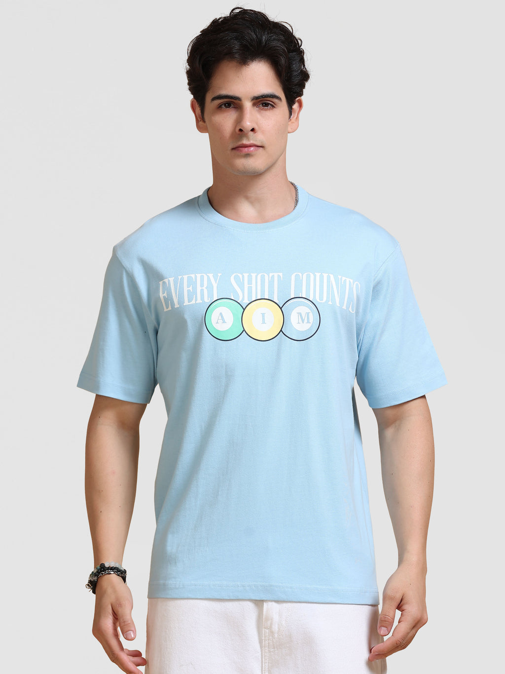 ARDEUR Men's Relaxed Fit 100% Cotton Graphic T-Shirt - Powder Blue