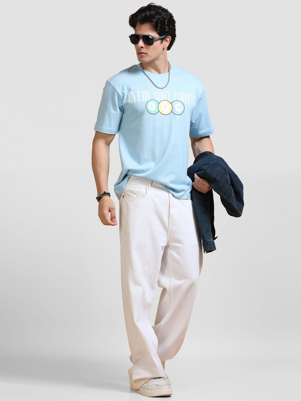ARDEUR Men's Relaxed Fit 100% Cotton Graphic T-Shirt - Powder Blue