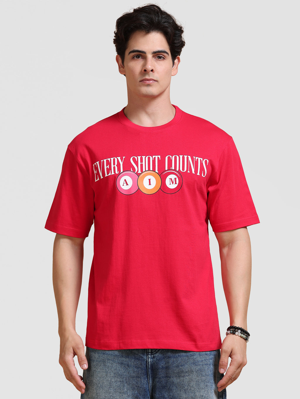 ARDEUR Men's Relaxed Fit Pure Cotton Graphic T-Shirt - Red