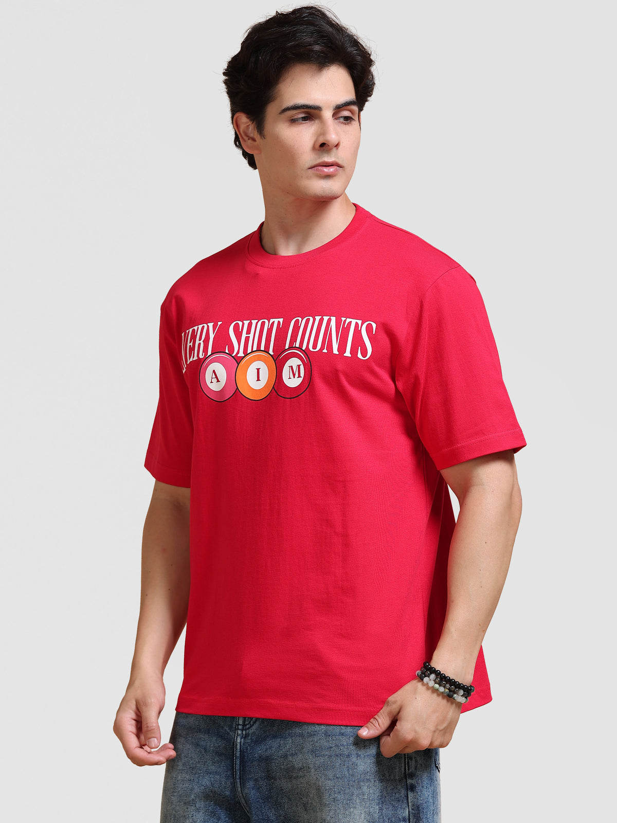 ARDEUR Men's Relaxed Fit Pure Cotton Graphic T-Shirt - Red