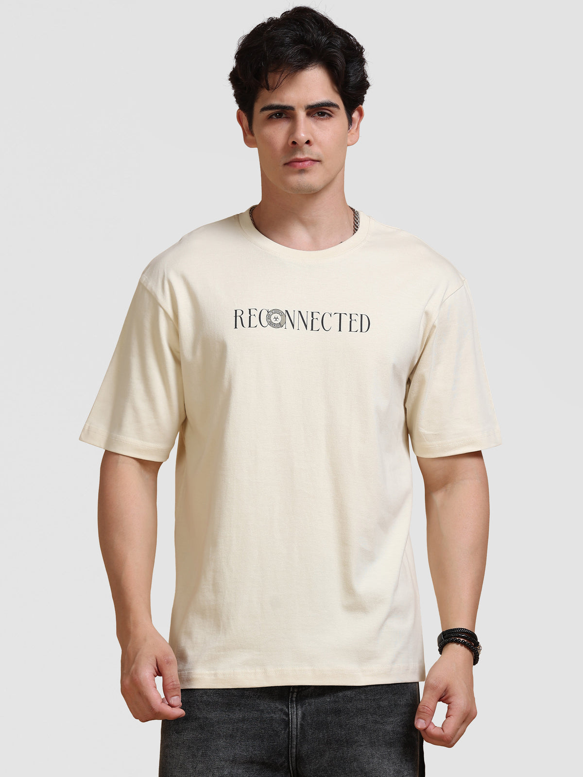 ARDEUR Men's Relaxed Fit 100% Cotton Graphic T-Shirt - Bone White