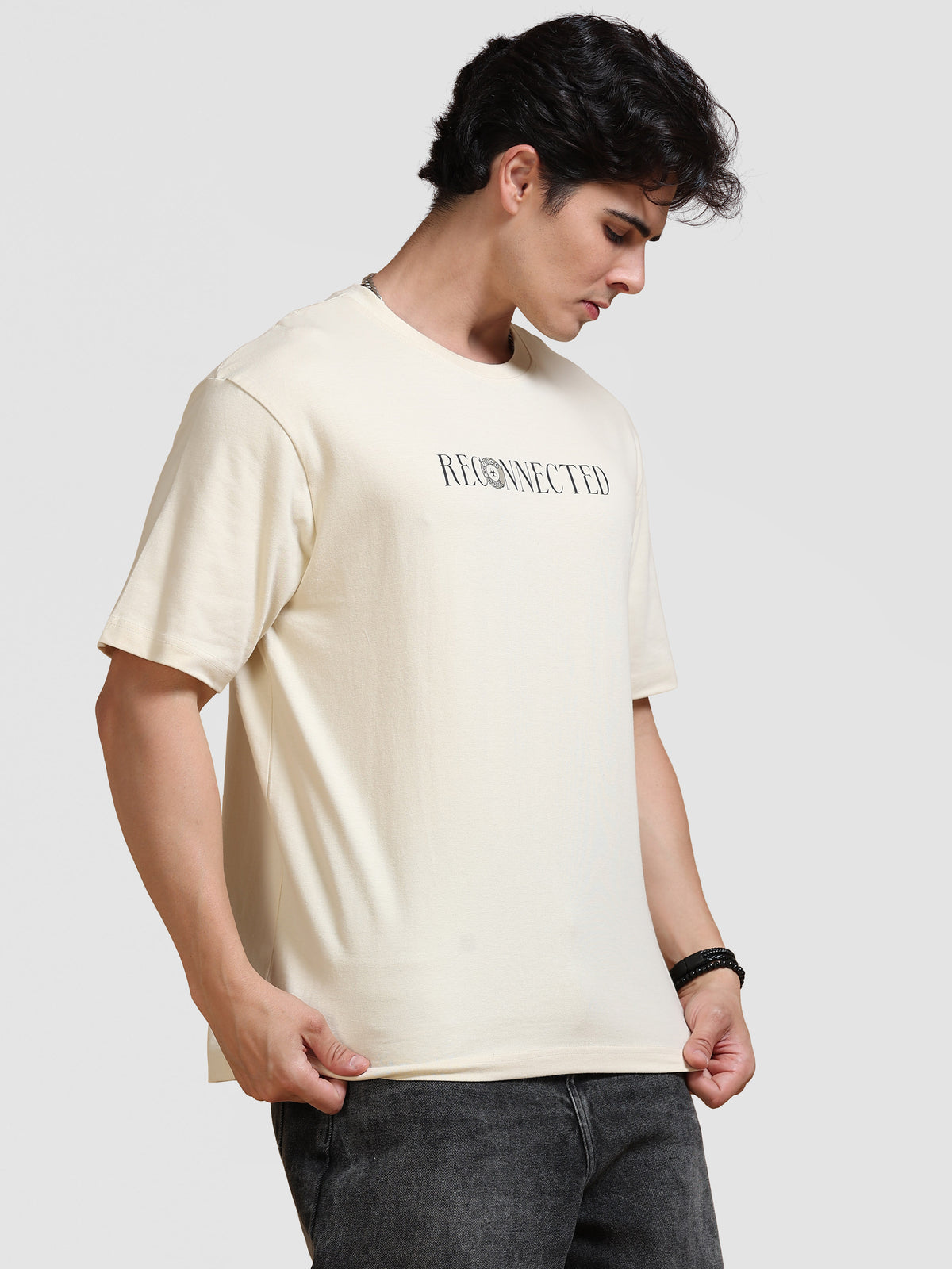 ARDEUR Men's Relaxed Fit 100% Cotton Graphic T-Shirt - Bone White