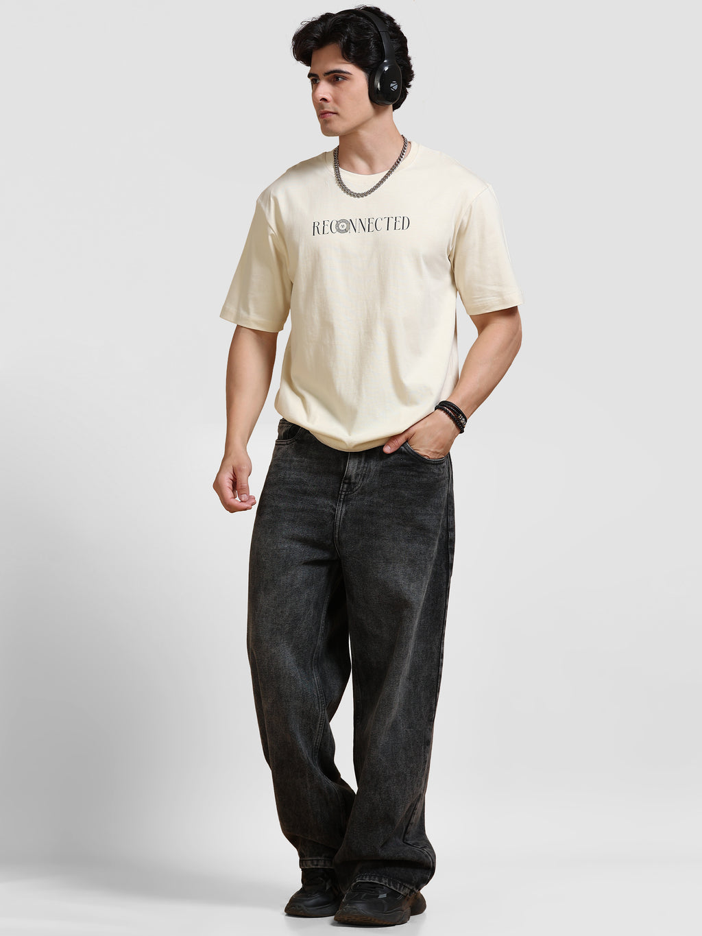 ARDEUR Men's Relaxed Fit 100% Cotton Graphic T-Shirt - Bone White