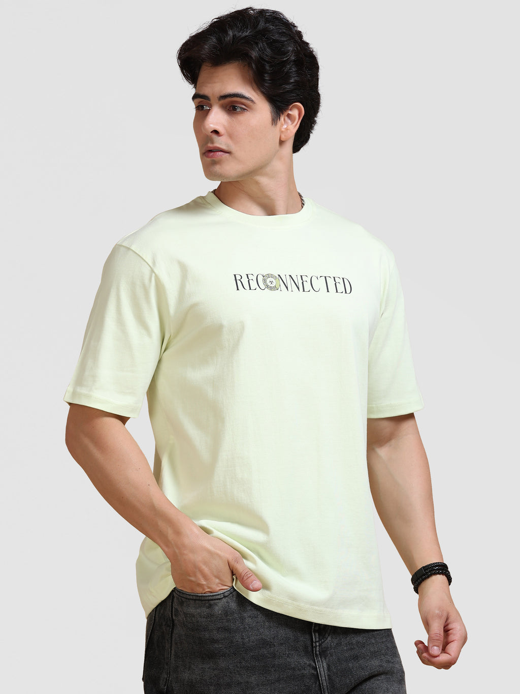 ARDEUR Men's Relaxed Fit 100% Cotton Graphic Printed T-Shirt - White Jade