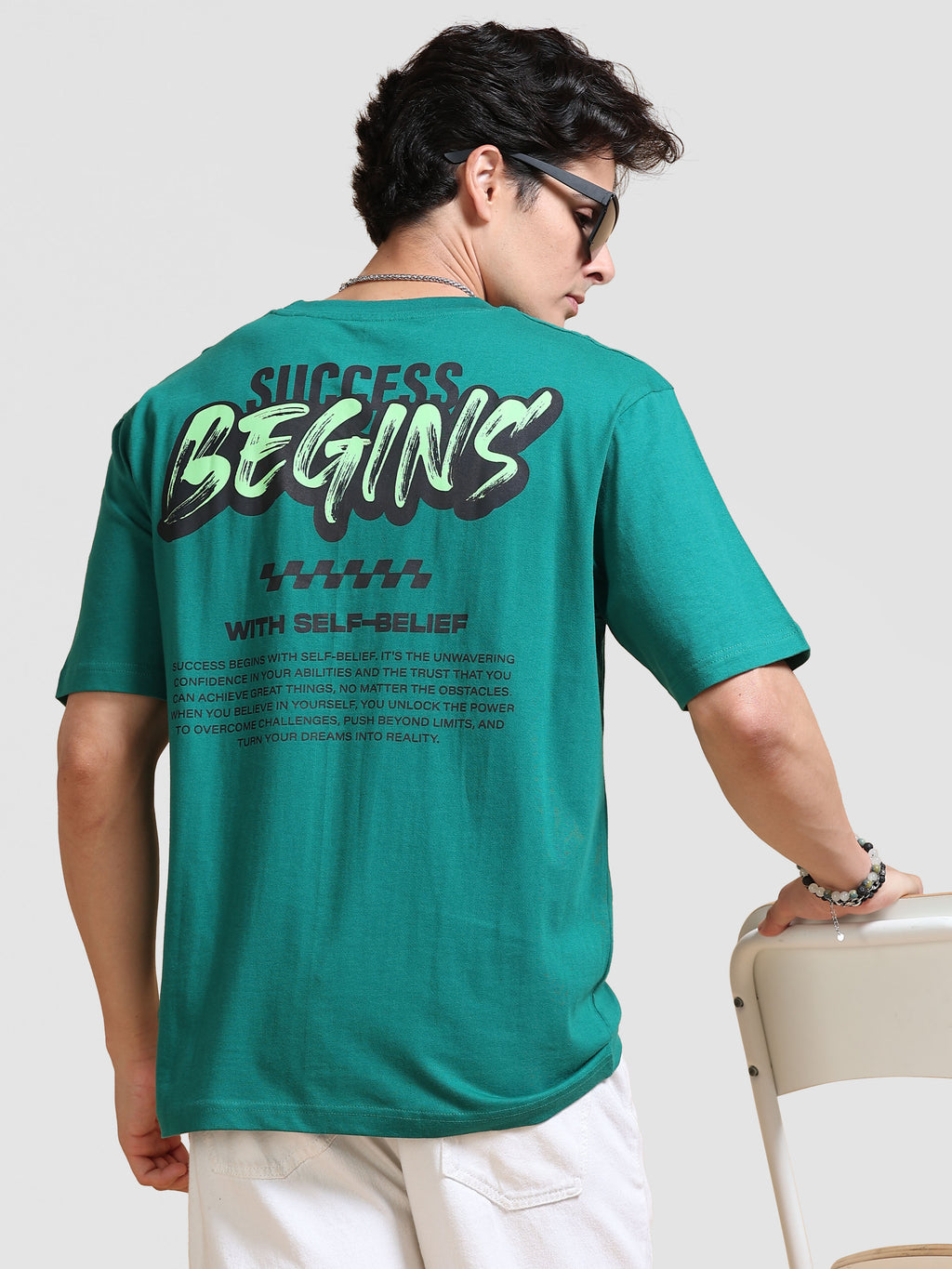 ARDEUR Men's Relaxed Fit 100% Cotton Graphic Printed T-Shirt - Alpine Green