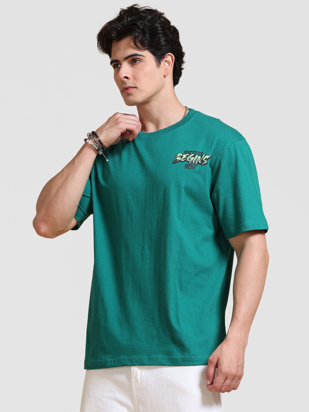 ARDEUR Men's Relaxed Fit 100% Cotton Graphic Printed T-Shirt - Alpine Green