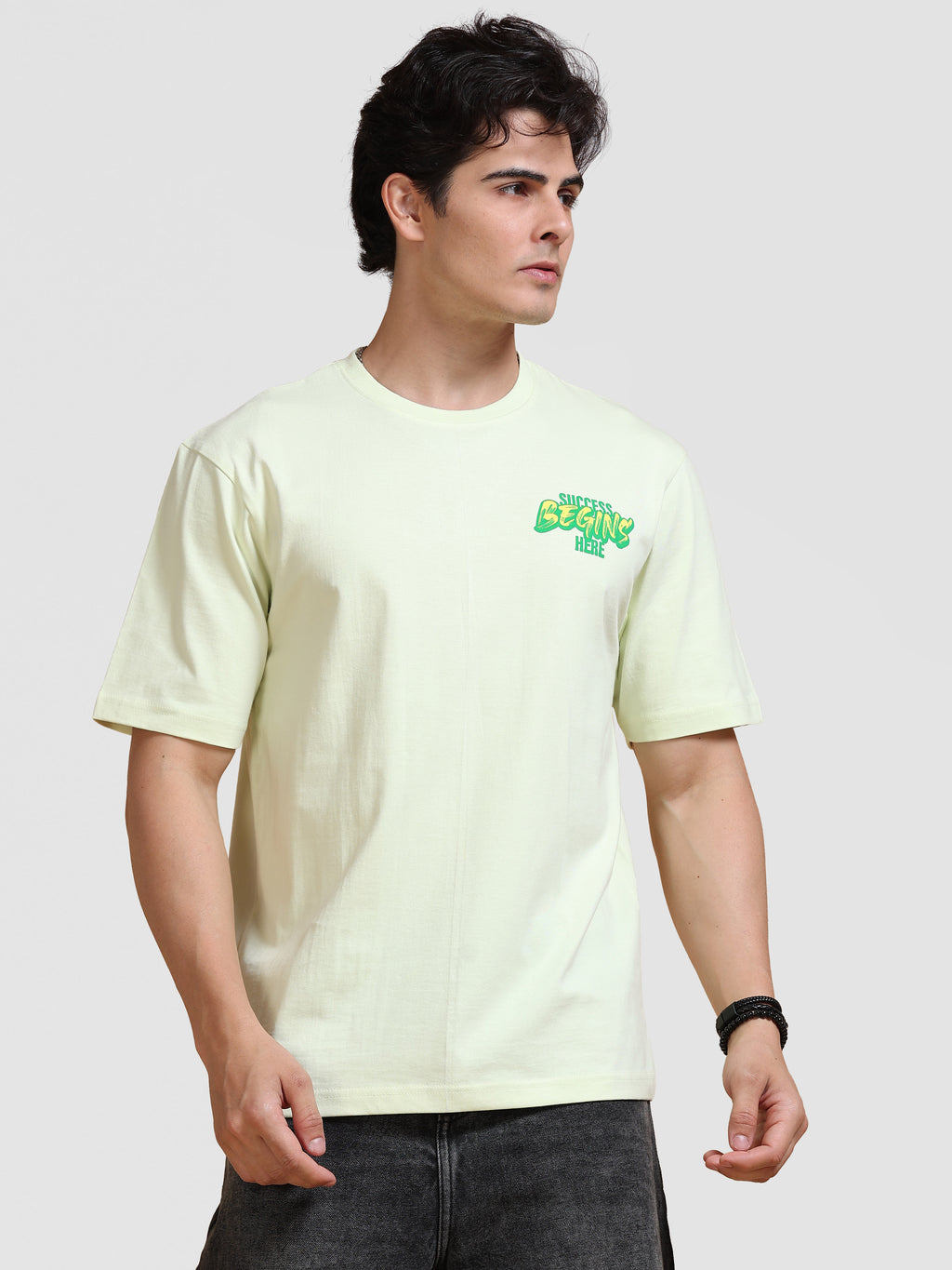 ARDEUR Men's Relaxed Fit 100% Cotton Graphic T-Shirt - White Jade