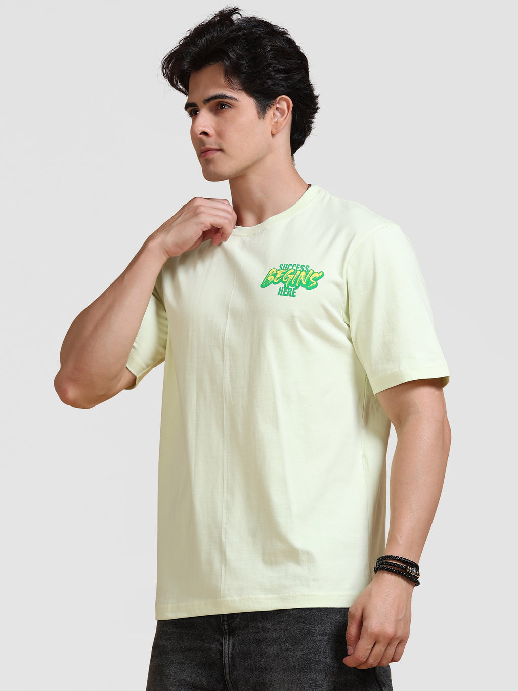 ARDEUR Men's Relaxed Fit 100% Cotton Graphic T-Shirt - White Jade