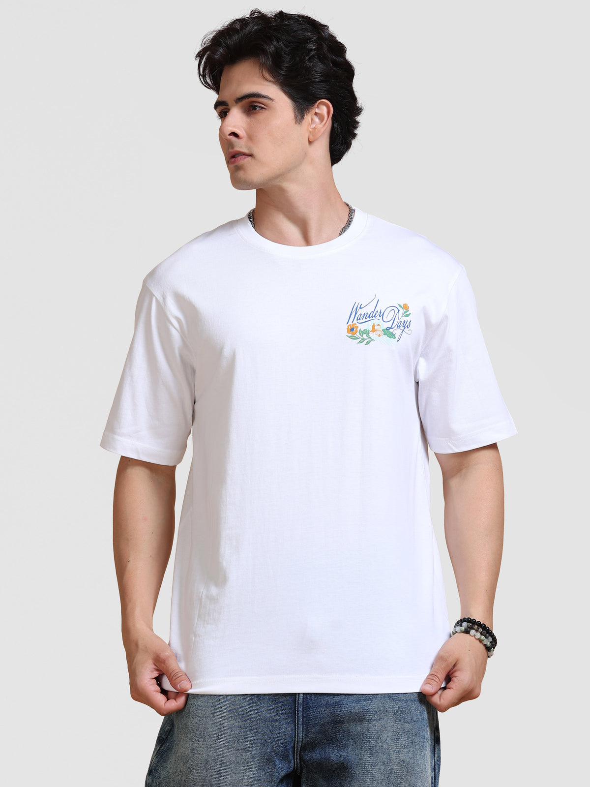 ARDEUR Men's Relaxed Fit 100% Cotton Graphic T-Shirt - White
