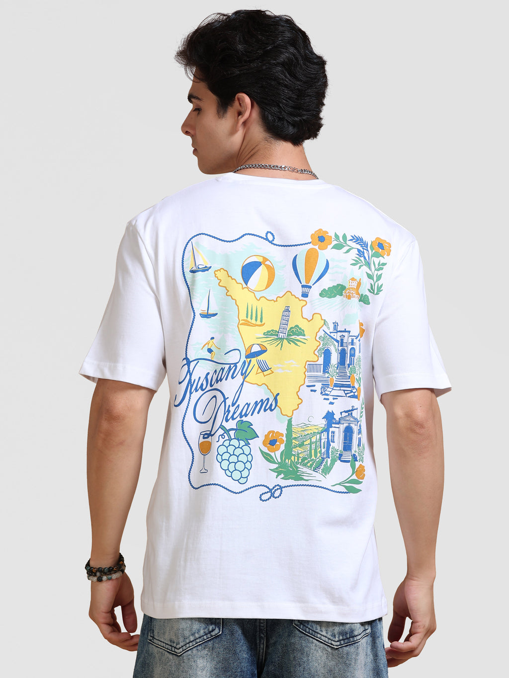 ARDEUR Men's Relaxed Fit 100% Cotton Graphic T-Shirt - White