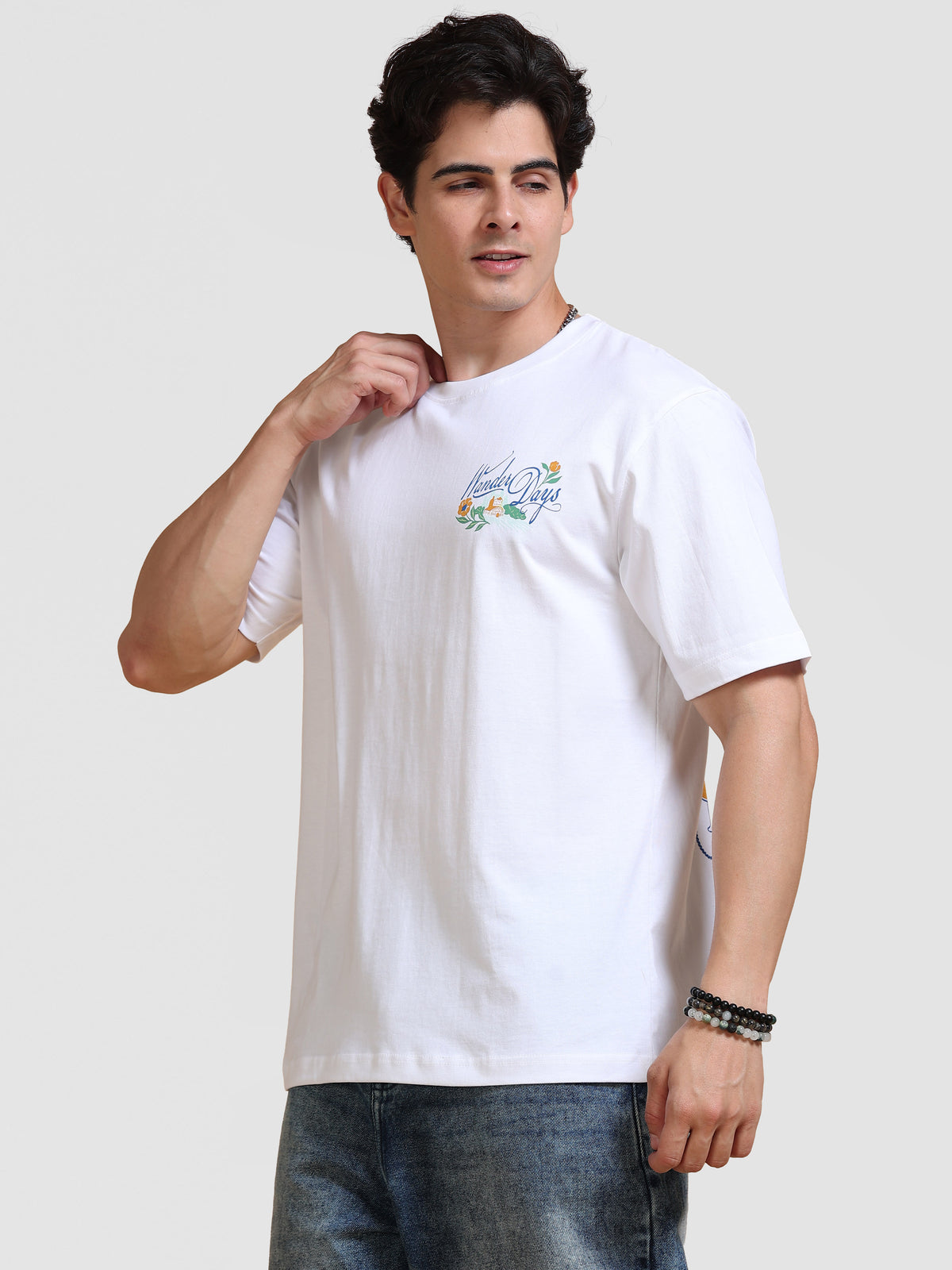 ARDEUR Men's Relaxed Fit 100% Cotton Graphic T-Shirt - White