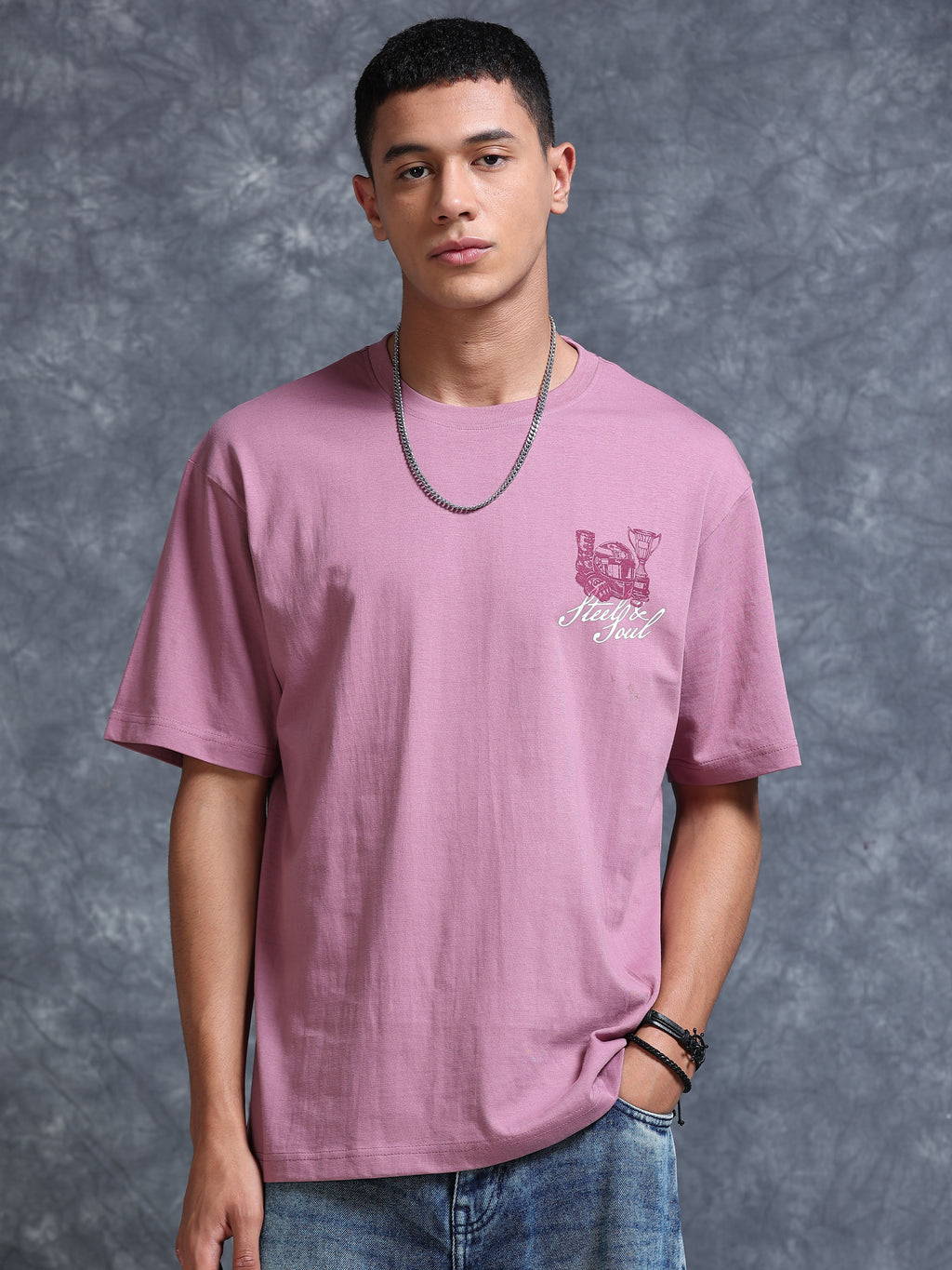 ARDEUR Men's Relaxed Fit 100% Cotton Graphic T-Shirt - Dusky Orchid