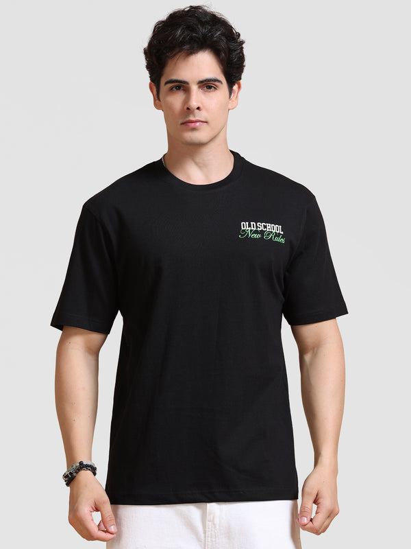 ARDEUR Men's Relaxed Fit Cotton Graphic T-Shirt - Black