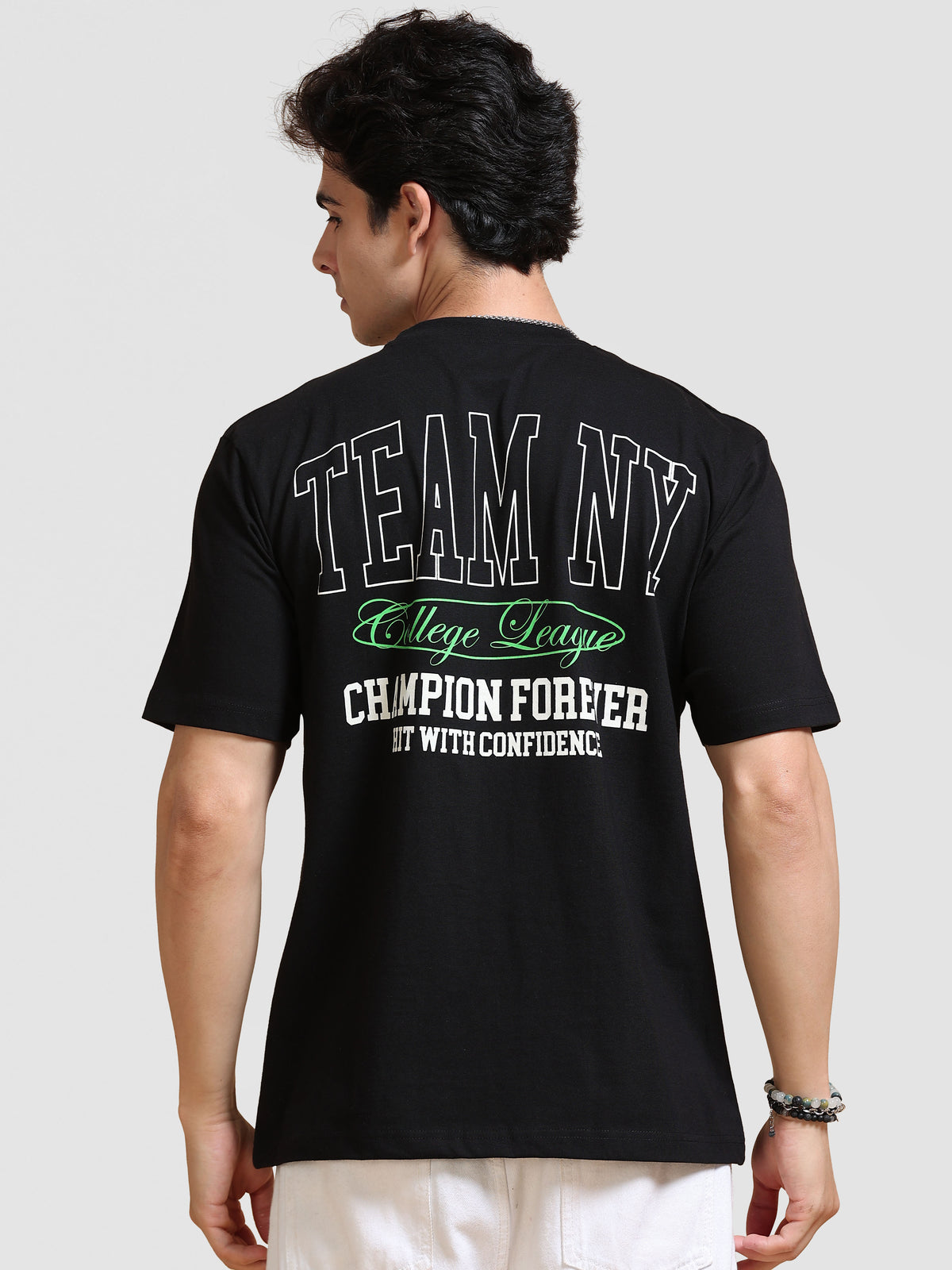 ARDEUR Men's Relaxed Fit Cotton Graphic T-Shirt - Black