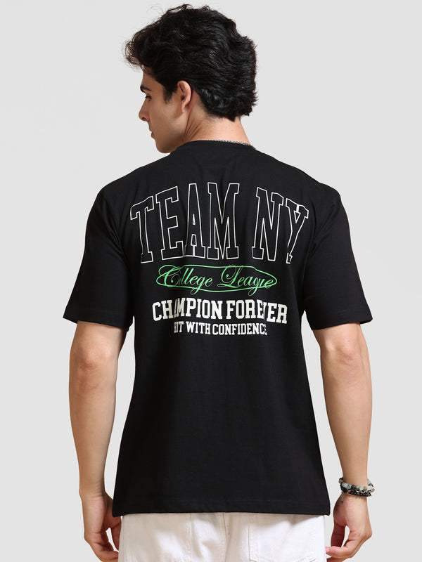 ARDEUR Men's Relaxed Fit Cotton Graphic T-Shirt - Black