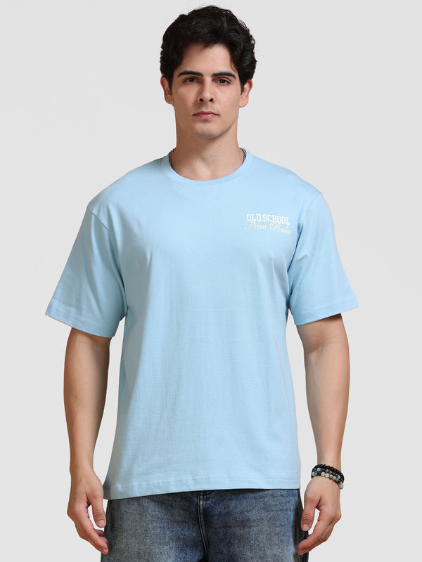 ARDEUR Men's Relaxed Fit 100% Cotton Printed T-Shirt - Powder Blue