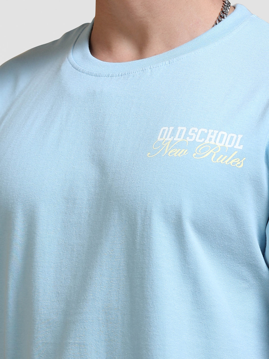 ARDEUR Men's Relaxed Fit 100% Cotton Printed T-Shirt - Powder Blue