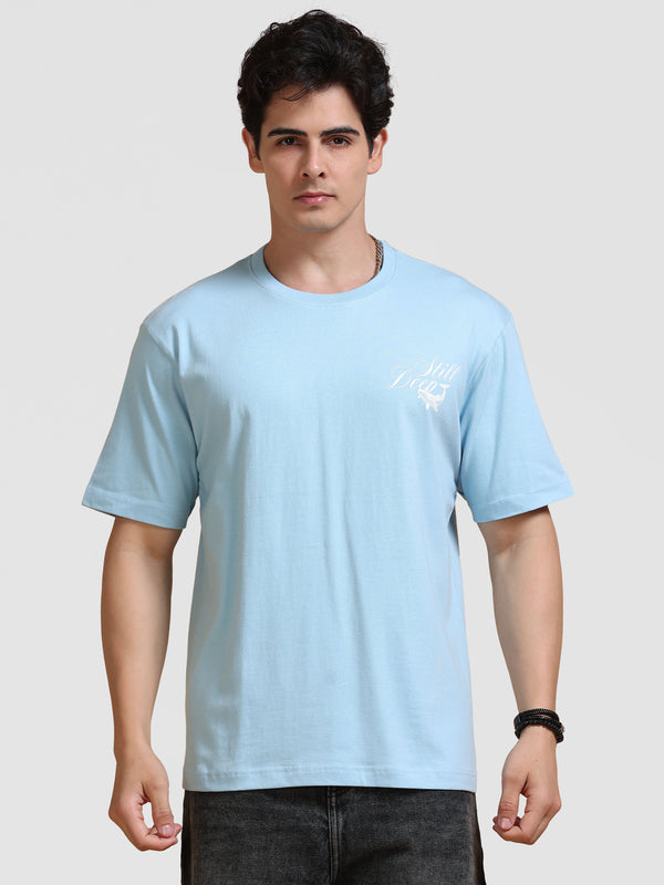 ARDEUR Men's Relaxed Fit 100% Cotton Graphic T-Shirt - Powder Blue